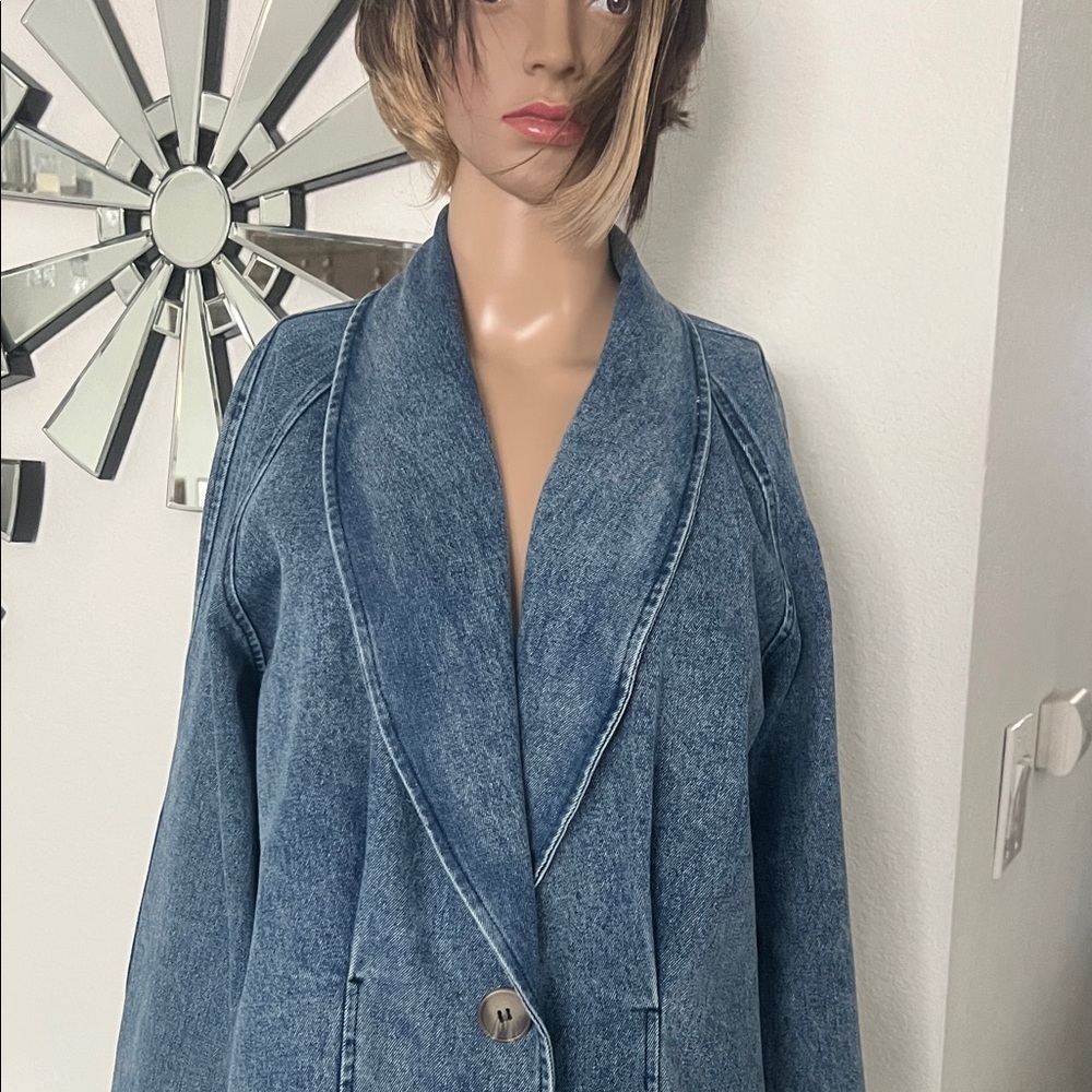 PEACH Women's Denim JACKET Blazer - Blue Jean never worn size L - Picture 3 of 17